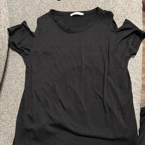 Women's Black Cut-Out Sleeve Top